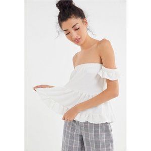 UO Off-The-Shoulder Tiered Ruffle Peplum Top